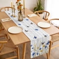 thumbnail image 3 of Butterflies Flower Table Runner - 60 Inch Long, Kitchen Dining Table Runner Dresser Scarves, Country Wood Grain Leaves Farmhouse Farmhouse Decor for Coffee Tables Wedding Party Banquet, 3 of 8