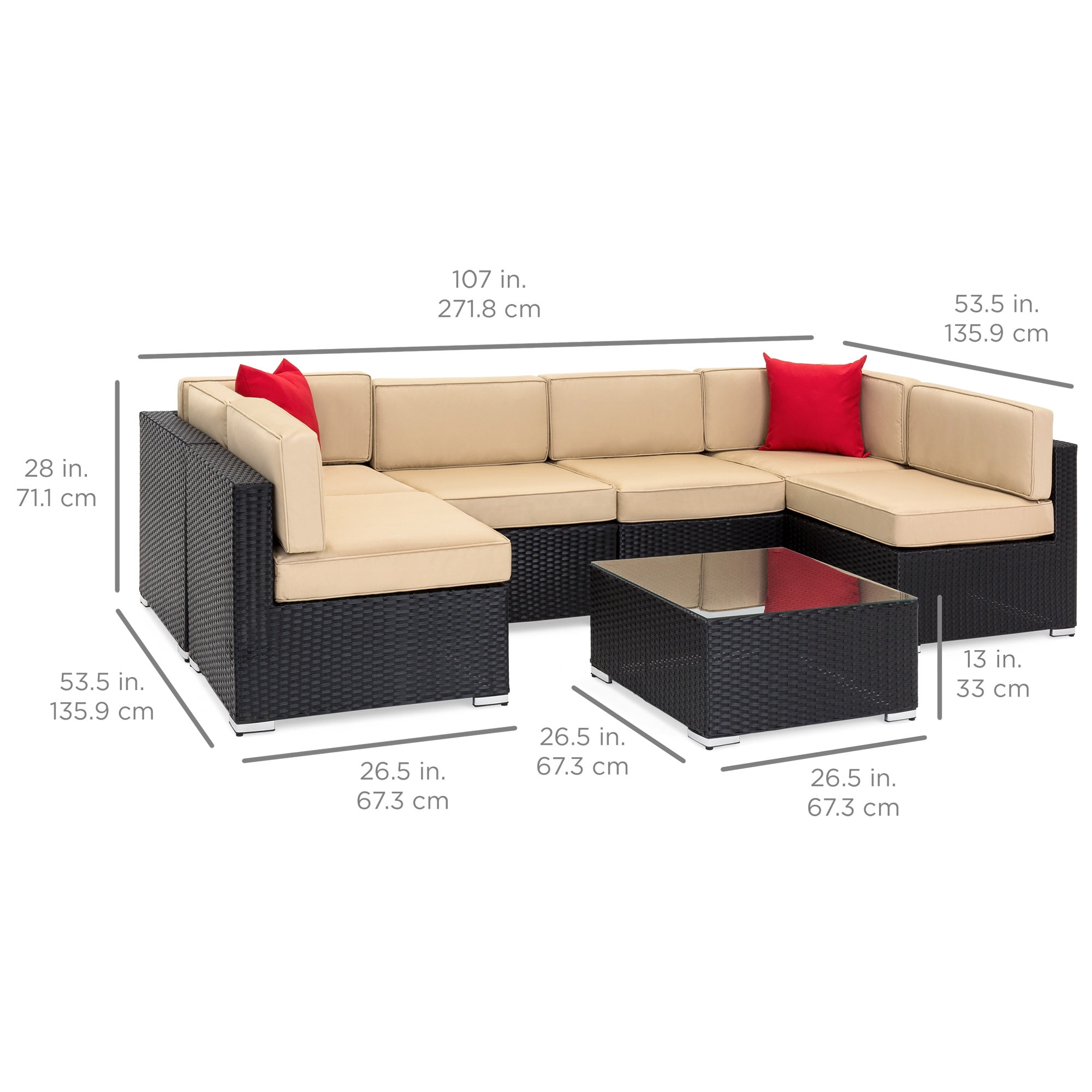 Best Choice S 7 Piece Modular Outdoor Patio Furniture Set Wicker Sectional Conversation Sofa W 6 Chairs Coffee Table Weather Resistant