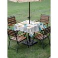 thumbnail image 4 of Outdoor Tablecloth with Umbrella Hole for Patio/Picnic/Party/Camping, Botanical Leaves Waterproof Table Cloth Square Cover Washable, Teal Gray Blue Summer Branches Modern (60"x 60"), 4 of 9