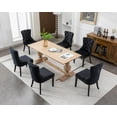 thumbnail image 4 of KCC Velvet Dining Chairs Set of 6, Upholstered High-end Tufted Dining Room Chair with Nailhead Back Ring Pull Trim Solid Wood Legs, Nikki Collection Modern Style for Kitchen, Black, 4 of 9