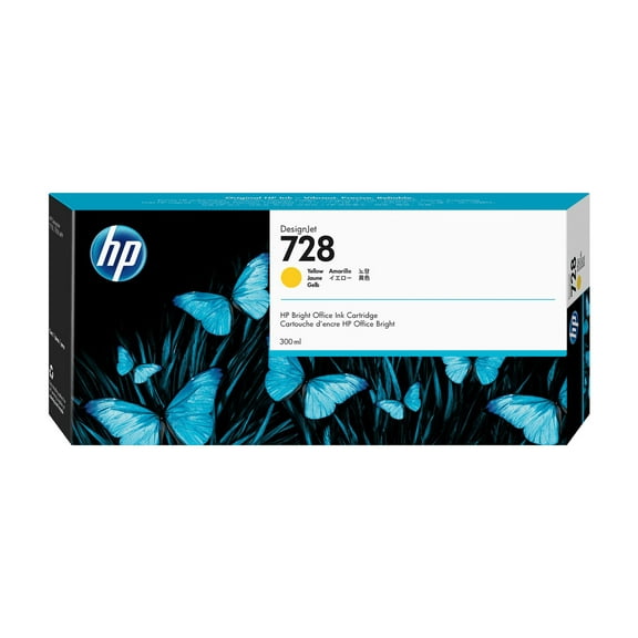 HP 728 300-ml Yellow DesignJet Ink Cartridge, F9K15A