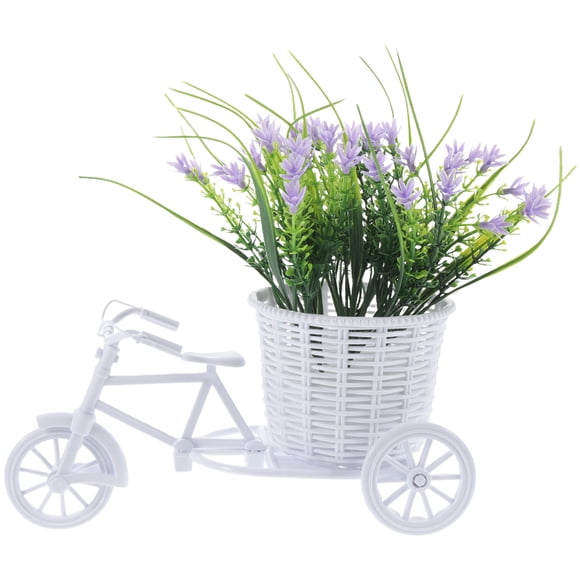 Adorno de flores artificiales con cesta para bicicleta, centro de mesa para boda