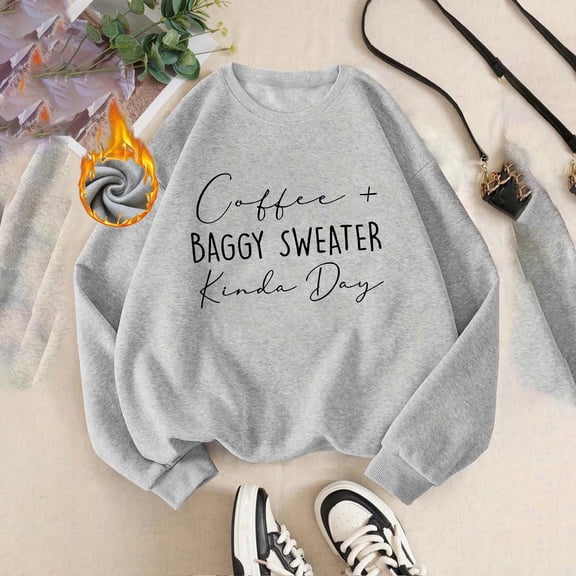 Sweatshirts for Women Cute Baggy Crewneck Graphic Casual Lightweight Pullover Oversized Gray XS