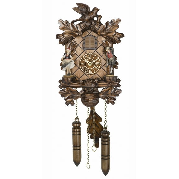 Quartz Cuckoo Clock Black forest house with music and figures TU 385 QM HZZG