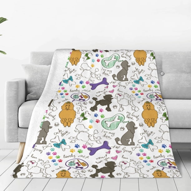 Balery Colorful Poodle Dog Manta de Felpa Suave y Acogedora – Cobija de Franela Aterciopelada para Cama, Lavable y Cálida para Sofá, Mascotas, Transpirable-40"x30"