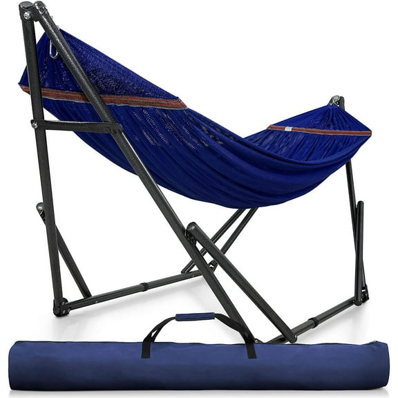 Open Box Tranquillo 116" Double Hammock with Adjustable Stand and Bag, Blue