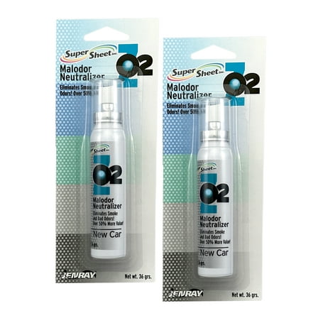 Super Sheet Malodor Neutralizer with New Car  Scent: The Ultimate Car Spray Freshener, Smoke Eliminator for Car; All-in-One Car Sanitizer Spray, 1.3 oz, 2 Packs