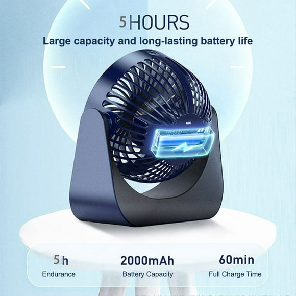 Table Electric Fan 3 Gear Adjustable Touch Control Detachable Washable Quiet Running USB Charging Indoor Fans with Cable Blue USB Power