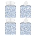 thumbnail image 2 of Balery Gray White Floral Porta Pañuelos de Cuero con Estampado – Funda Moderna Cuadrada para Caja de Pañuelos, Dispensador 5x5x5'', 2 of 7