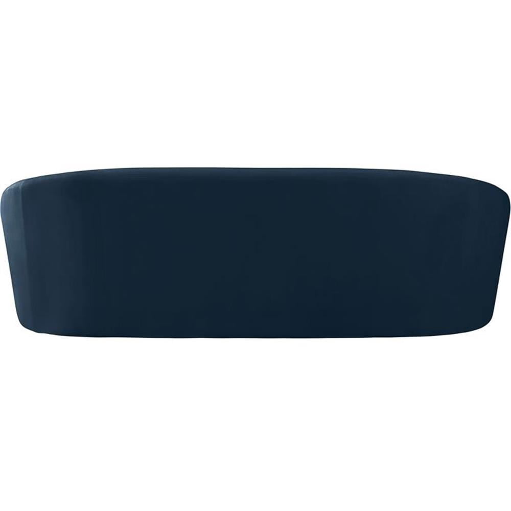 Bowery Hill Contemporary Curved Back Upholstered Navy Velvet Sofa