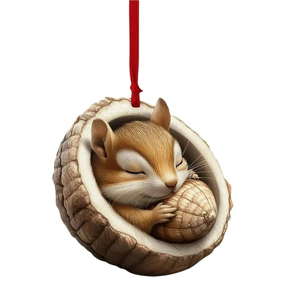 Luysn 1 Pcs Christmas Hanging Squirrel Animal Ornament 2D Acrylic Flat Animal Ornaments Christmas Tree Xmas Animal Hanging Decorations Animal Lovers Ornament