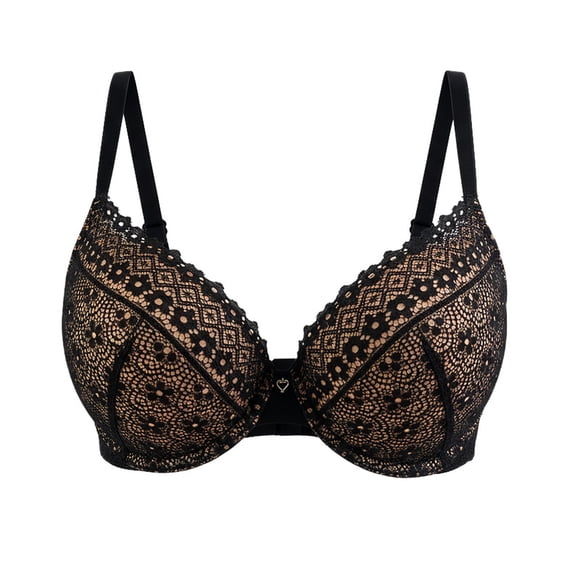Brasier Marel para Mujer, Push Up Encaje en Copa, Negro, Talla 32B