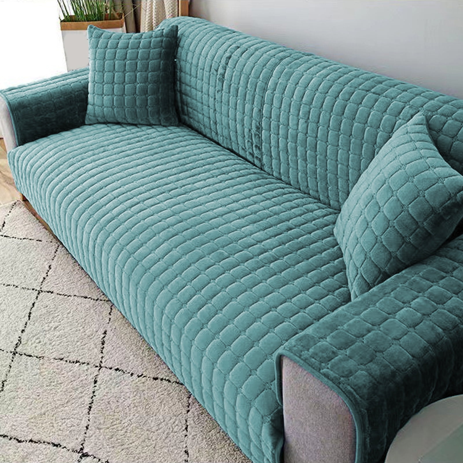 Silk Cool Summer Sofa Cushion,Simple Solid Color Cushion,Non Slip Sofa Cushion,Machine Washable Cool Cushion,Double Sofa Cushion,Soft Elastic Cushion,Protective Sofa Pad,Durable Seat Cushion