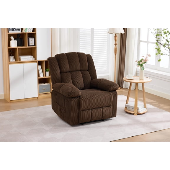 Oversized Recliner Chair 150 Degree Ergonomic Extra Wide PU Leather Upholstery with Footrest and Side Pocket for Living Room Bedroom Elderly Adults