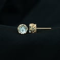 thumbnail image 3 of Rosec Jewels Real Aquamarine Solitaire Crown Stud Earrings with Screw Back - 6 mm - AAA Grade, 10K Yellow Gold, 3 of 9