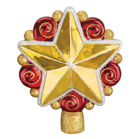 Old World Christmas Gold Swirly Star Glass Tree Topper Decoration 50028