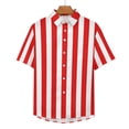 thumbnail image 3 of Red White Striped Blouses Men Vertical Lines Casual Shirts Summer Short Sleeve Graphic Str, 3 of 5