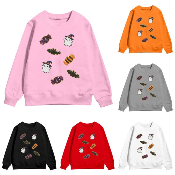 Gyujnb Kids Halloween , Halloween Print Pullover Long Sleeve Casual Sweatshirt for Kids Girls and Boys Cozy Jacket Top, Halloween Outfits,13-14 Years