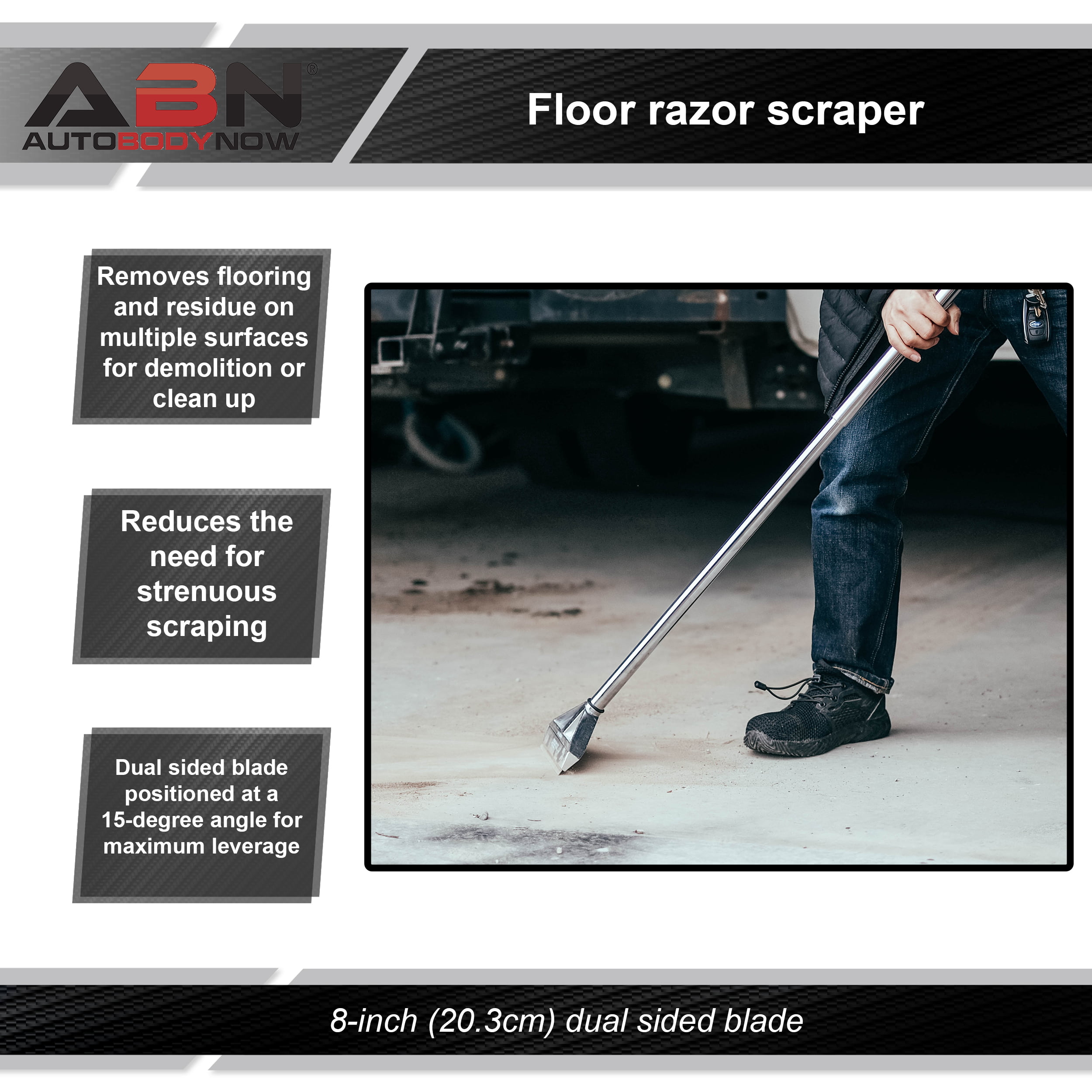 Heavy-Duty Adjustable Handle 8” Inch Flooring Removal Razor Blade Scraper Demolition ABN® Floor Razor Scraper