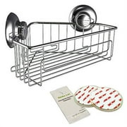 Gecko-Loc Corner Shower Caddy Bathroom Organizer Shelf Basket Suction Holding - Silver