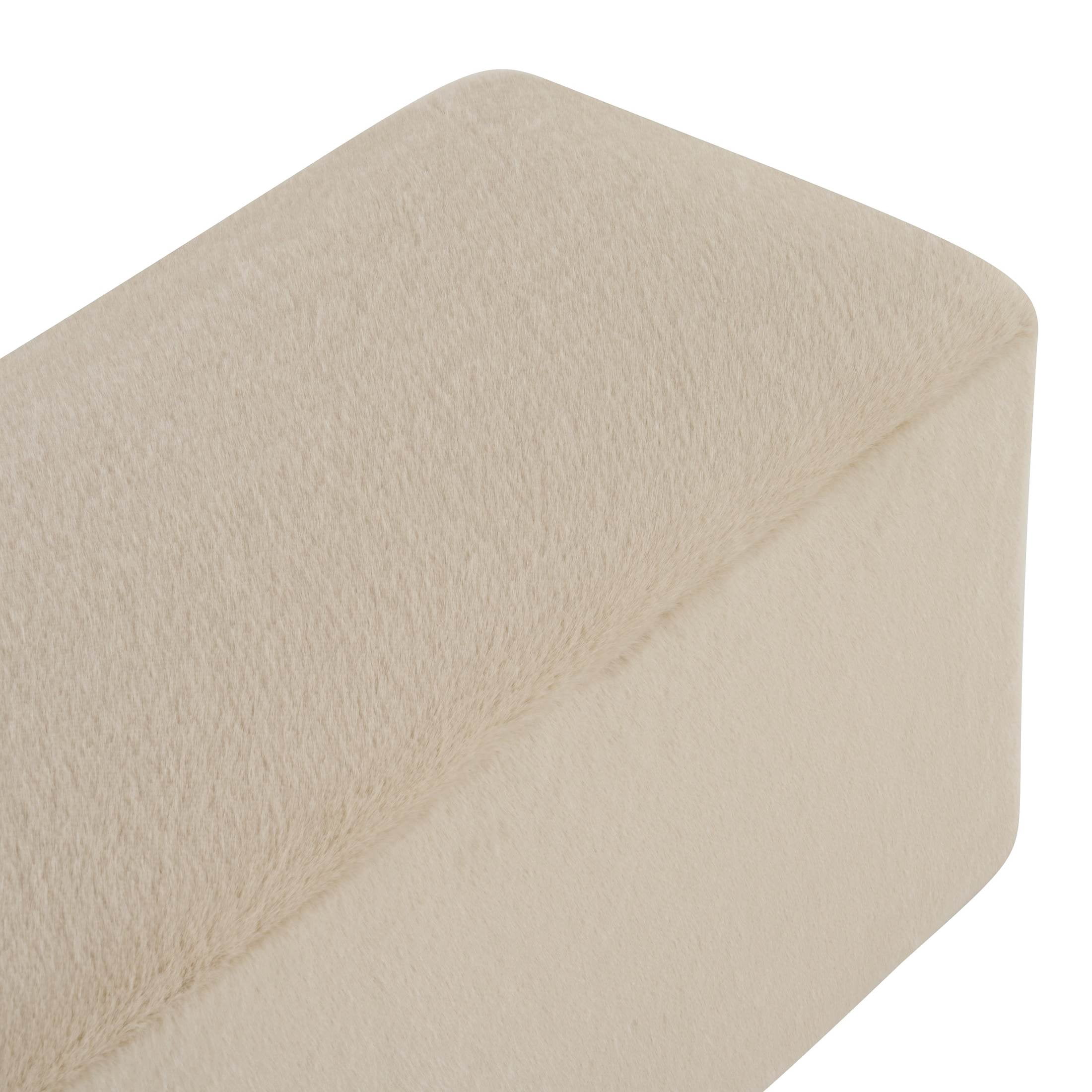 Christopher Knight Home Long Plush Ottoman Bench, Modern Simple Rectangular Footstool, Almond Upholstery