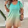 thumbnail image 2 of Qiopertar Plus Size Jumpsuit for Women Casual Loose Puff Sleeve Romper Gradient Print with Pockets Summer Beach Vacation Oversized Shorts, Green S, 2 of 5