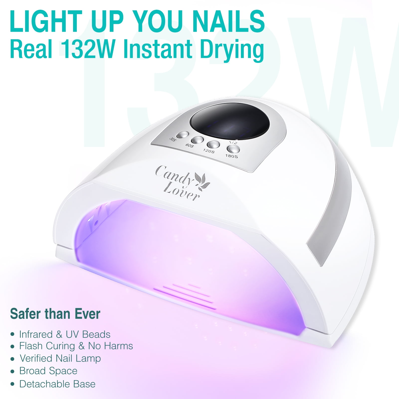 Candy Lover Gel Nail Kit with UV Lamp, 16 Colors Energy Rainbow Gel Nail Polish Set, 132W UV Nail Light & Nail Art Accessories, Valentine's Gift for Girls Women