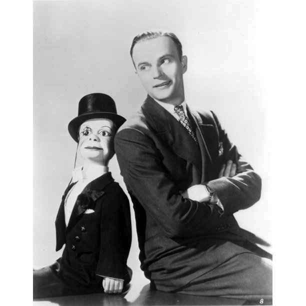 Edgar Bergen Leaning in Black Suit With Puppet Photo Print Walmart