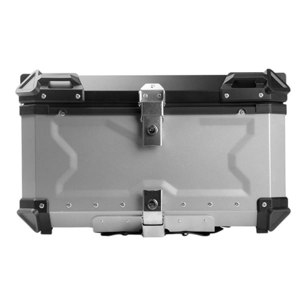 Baúl genérico para motocicleta, de aluminio, para guardar el equipaje 80L Plata