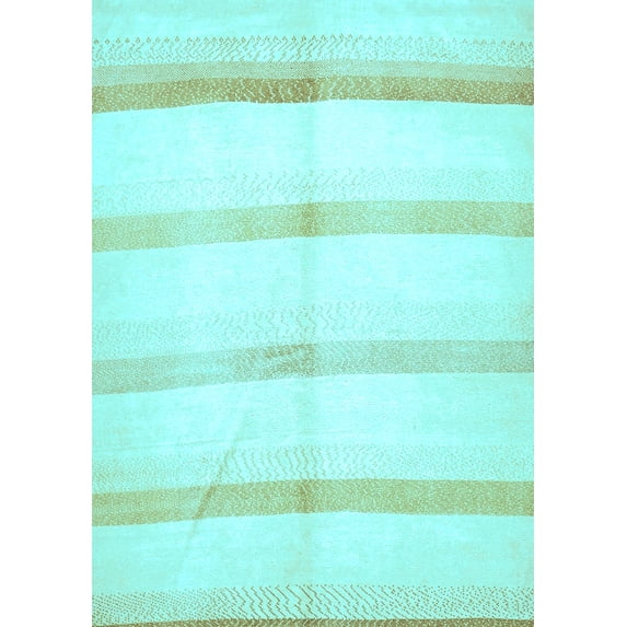 Ahgly Company Indoor Rectangle Solid Light Blue Modern Area Rugs, 8' x 10'
