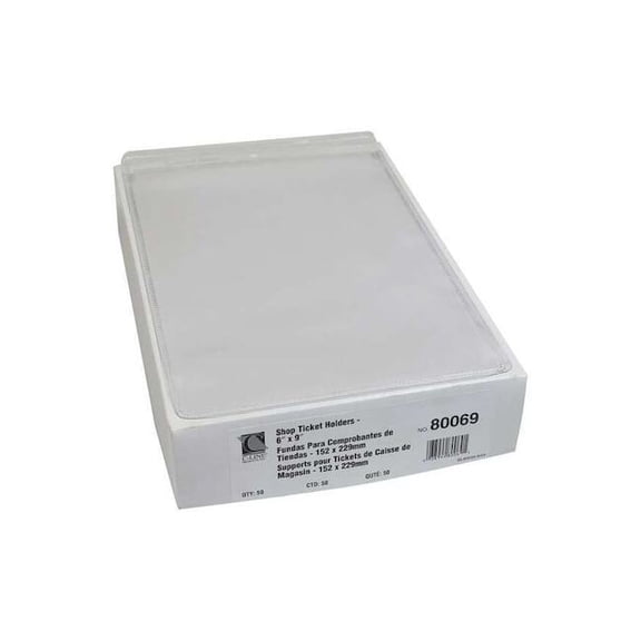C-Line Products Shop Ticket Holder, Vinyl, Clear, 6x9", PK50 80069