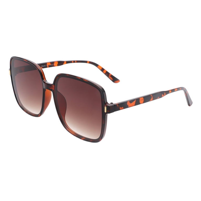 ?Tortoise Brown Square Sunglasses Retro Trendy UV400 Protection Classic Square Sunglasses Unisex Fashion Tortoise Brown UV  main image 4