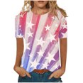 thumbnail image 2 of Lenago Hauts d'Été Grande Taille pour Femmes Mode Imprimée Décontractée T-Shirt Col Rond Tenues du 4 Juillet pour Femmes, 2 of 5