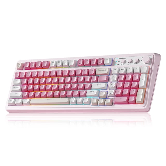 Teclado para juegos AULA de 99 teclas inalámbrico Bluetooth RGB retroiluminado