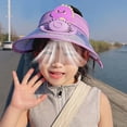 thumbnail image 3 of Xinwanna Cartoon Kids Sun Visor Hat with USB Charging Fan UPF50+ Summer Beach Cooling Hat Outdoor Empty Top Wide Brim Sunhat for Boys Girls 3-10Y (Pink), 3 of 13