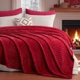 thumbnail image 3 of Aisbo Brushed Flannel Blanket Red Throw, Super Soft and Cozy Blankets All Season Use, 3 of 10
