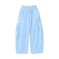 thumbnail image 5 of Tqcoqu Women's Gingham Plaid Pants Cotton Trousers Elastic Waist Loose Wide Leg Casual Summer with Pockets,Blue,Women's S-XXL, 5 of 5