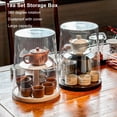 thumbnail image 2 of Transparent Rotating Tea Set Storage Box, Dustproof Display Organizer with Lid, Large Capacity Cup & Mug Holder for Tea Lovers, for Countertop,Black, 2 of 6