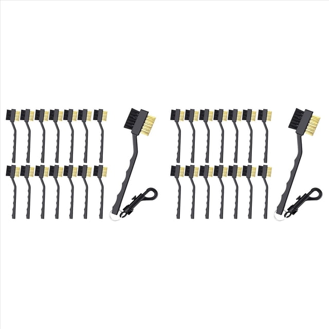 30 Cepillos para Palos de Golf y Limpiador de Ranuras para Palos, Limpiador de Ranuras de Limpieza de Doble Cara con Clips, Color Negro