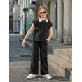 thumbnail image 4 of Arshiner Girls 2 Piece Outfits Summer Clothes Short Sleeve Crewneck Tops Wide Leg Pants Trendy Clothing Sets, 4 of 6