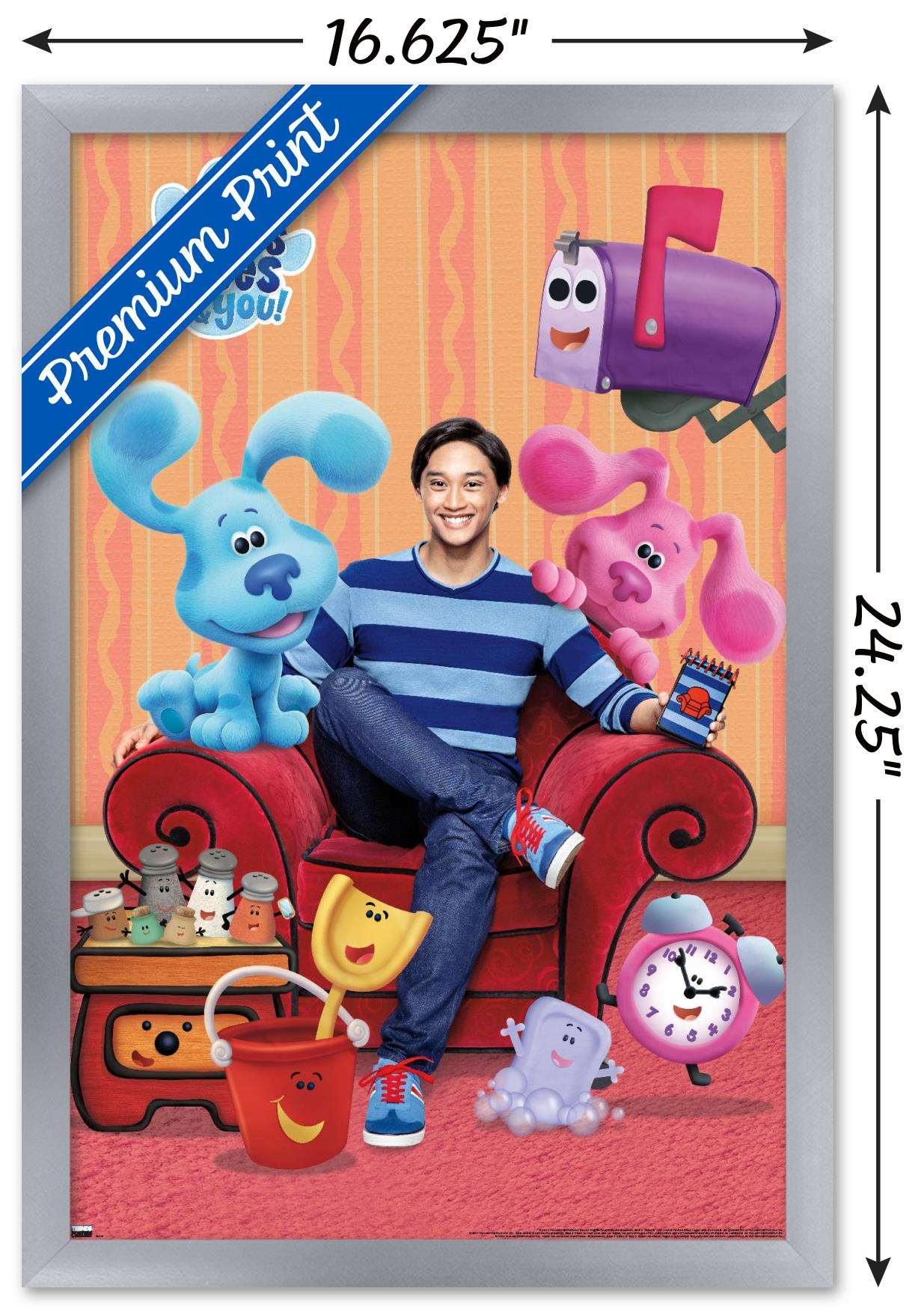 Blue's Clues - Group Wall Poster, 14.725" x 22.375", Framed