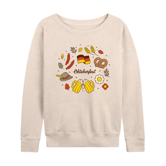 Instant Message - Oktoberfest Icons Lightweight French Terry Wide Neck Long Sleeve Graphic Shirt