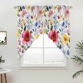 thumbnail image 2 of Swag Valance Curtains for Windows, Blue Red Floral Light Filtering Kitchen Curtains with Rod Pocket, Abstract Yellow Flower Leaf Painting Art Window Treatment Valances for Living Room, 28x36 - 2 PCS, 2 of 9