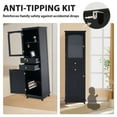 thumbnail image 5 of Tall Bathroom Storage Cabinet with Glass Doors, 2 Drawers & Adjustable Shelves, Freestanding MDF Organizer for Small Spaces, Black, 5 of 8