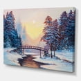 thumbnail image 3 of Designart ' Snow Covered Landscape and Little Bridge ' Traditional Canvas Wall Art Print, 3 of 4