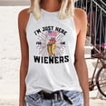 thumbnail image 2 of Wang6 Womens 4th of July Loose Tank Tops Summer I Am Just Hear for the Wieners Letter Printed Sleeveless Tops Causal Crew Neck Graphic Tshirts 0526liWhite XL, 2 of 4