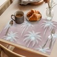 thumbnail image 3 of Coastal Tropical Tree Placemats Set of 6 Palm Trees Summer Botanical Pink Place Mats Indoor Wipeable Table Mats Washable Cloth Dining Table Placemats for Kitchen Holiday Party Home Decor 13x19 Inch, 3 of 9