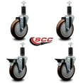 thumbnail image 2 of 5 Inch Maroon Poly Wheel Swivel 1-1/4 Inch Expanding Stem Caster Set 2 Brakes, 2 of 2
