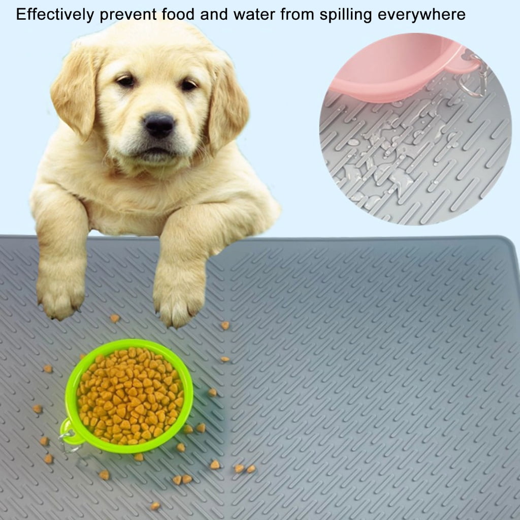 Multiuse Silicone Pet Mat for Cats Dogs Nonspill Dog Litter Mat Feeding Mat Dog Bowl Mat with Raised Edges