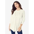thumbnail image 2 of Roaman's Women's Plus Size Scallop Hem Pointelle Sweater, 2 of 5